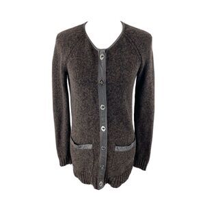 Wallace Madewell Womens S Leather Trim Long Cardigan Sweater‎ Wool Blend Knit